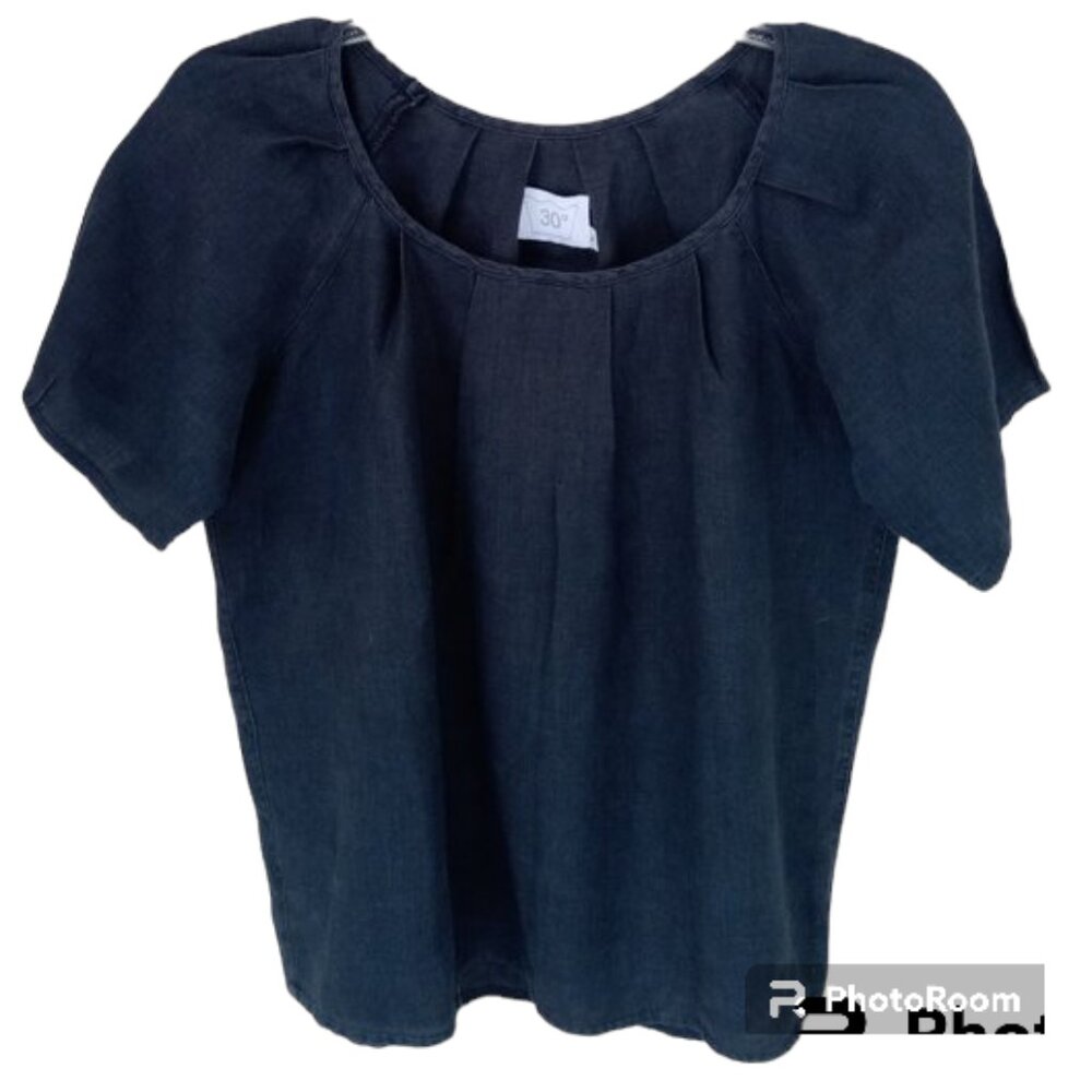 30 degree Linen charcoal color boho blouse sz S